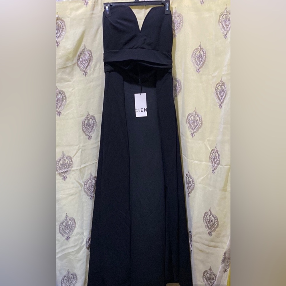 NWT CIEN BLACK MAXI OPEN-FRONT GOWN/DRESS SZ L